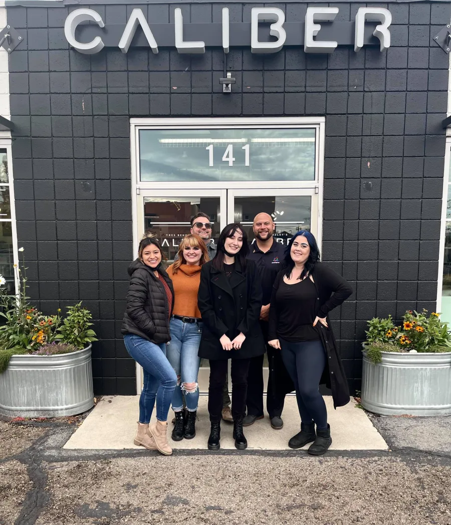The Caliber team outside their salon